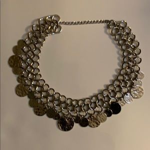 Statement, circle, silver tone, necklace
